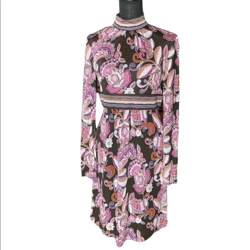 Trina Turk Paisley Mock Neck Silk Dress. Approx 2/4 size tag missing.